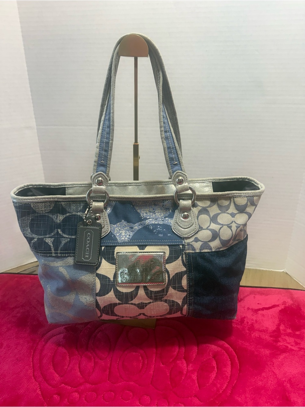 Coach Patchwork Signature Blue Denim Tote